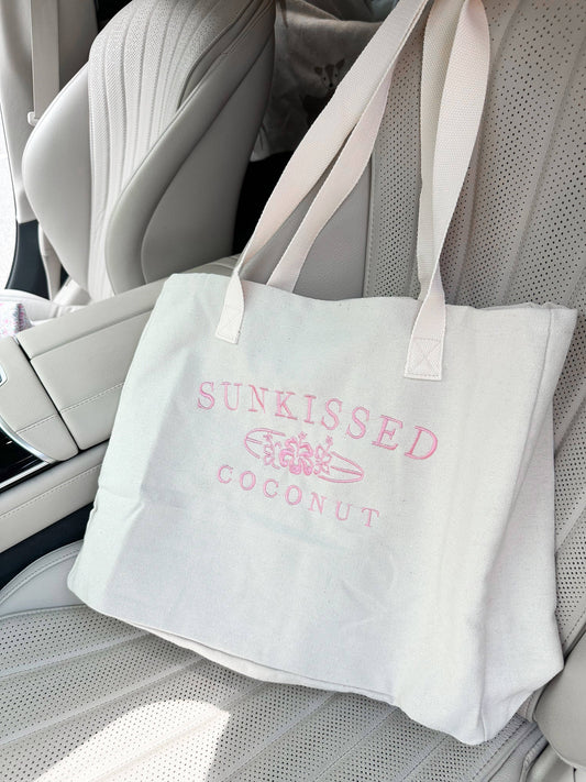 Sunkissed Coconut Embroider Canvas Tote