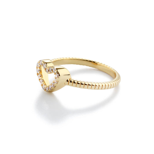 14k Gold-Plated Open Heart Baby Ring Clear