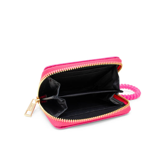 Sequin Heart Strap Wallet- Hot Pink