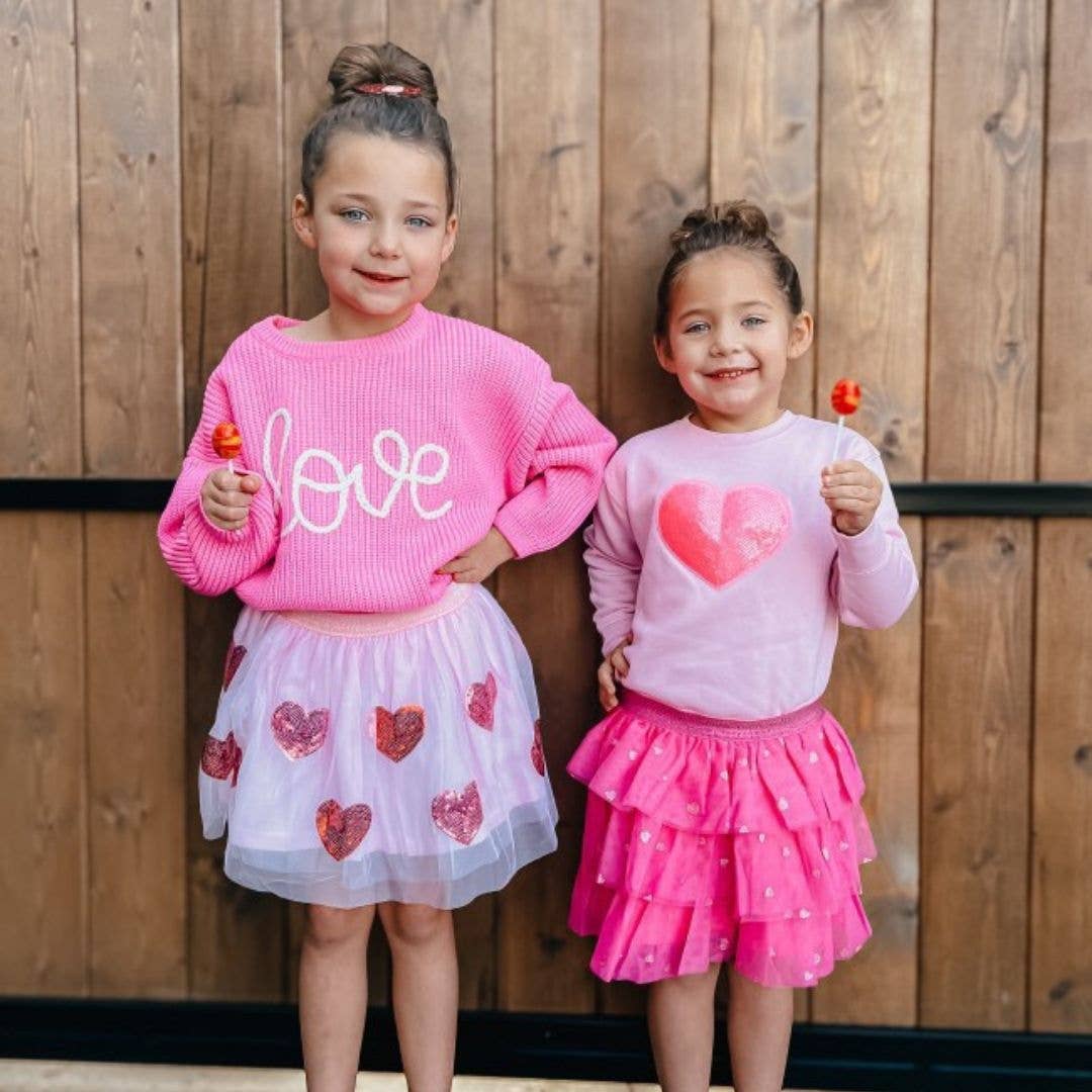 Pink and Red Glitter Hearts Clip