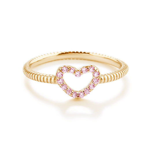 14k Gold-Plated Pink Open Heart Baby Ring