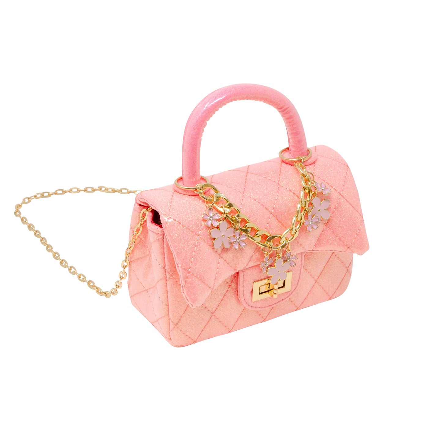 Sparkle Top Handle Handbag- Bubblegum