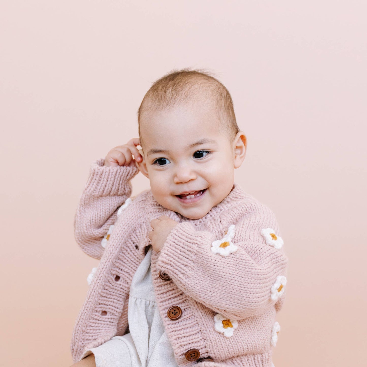 Flower Sweater Cardigan - Blush