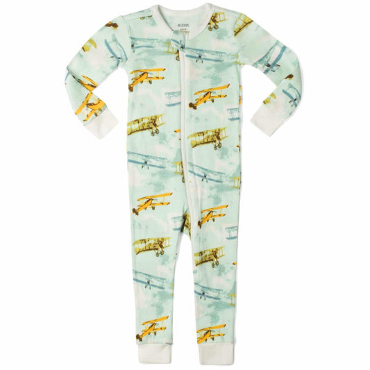 MB Bamboo Zipper PJs - Vintage Planes