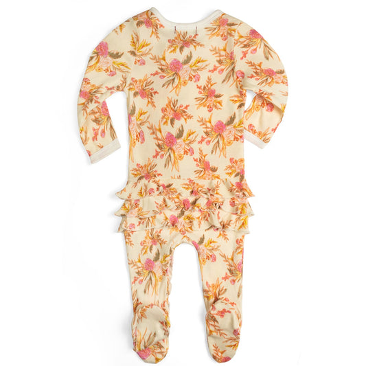 MB Ruffle Zip Footie - Vintage Floral