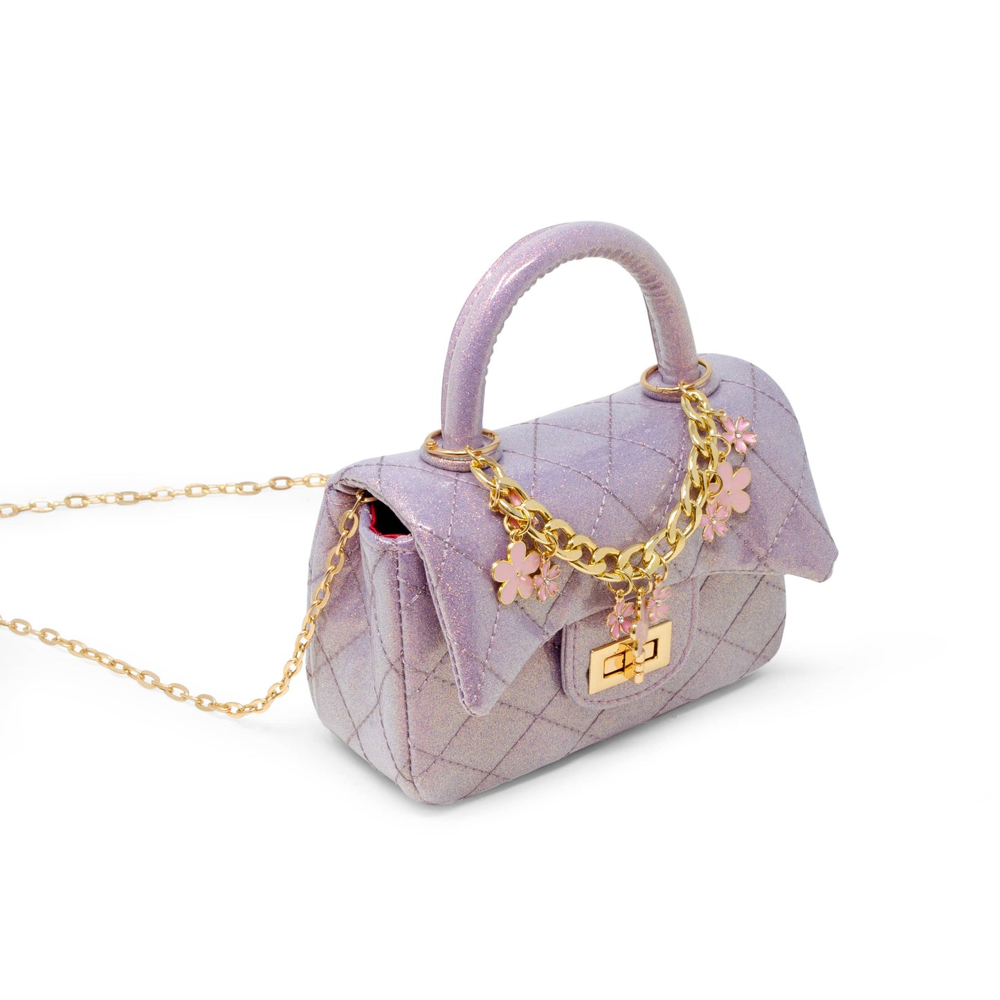 Sparkle Top Handle Handbag- Purple