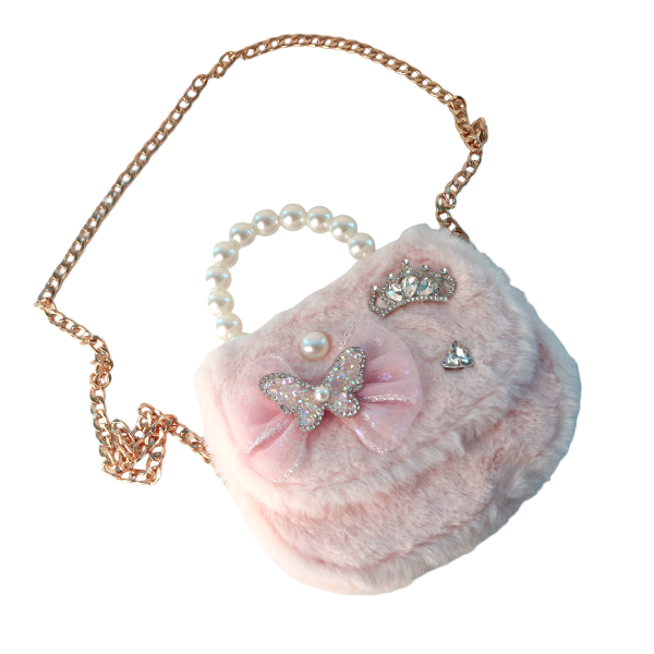 Butterfly Furry Purse - Pink