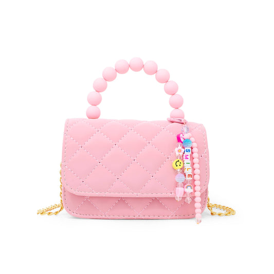 Pearl Handle Charm Handbag- Lt Pink