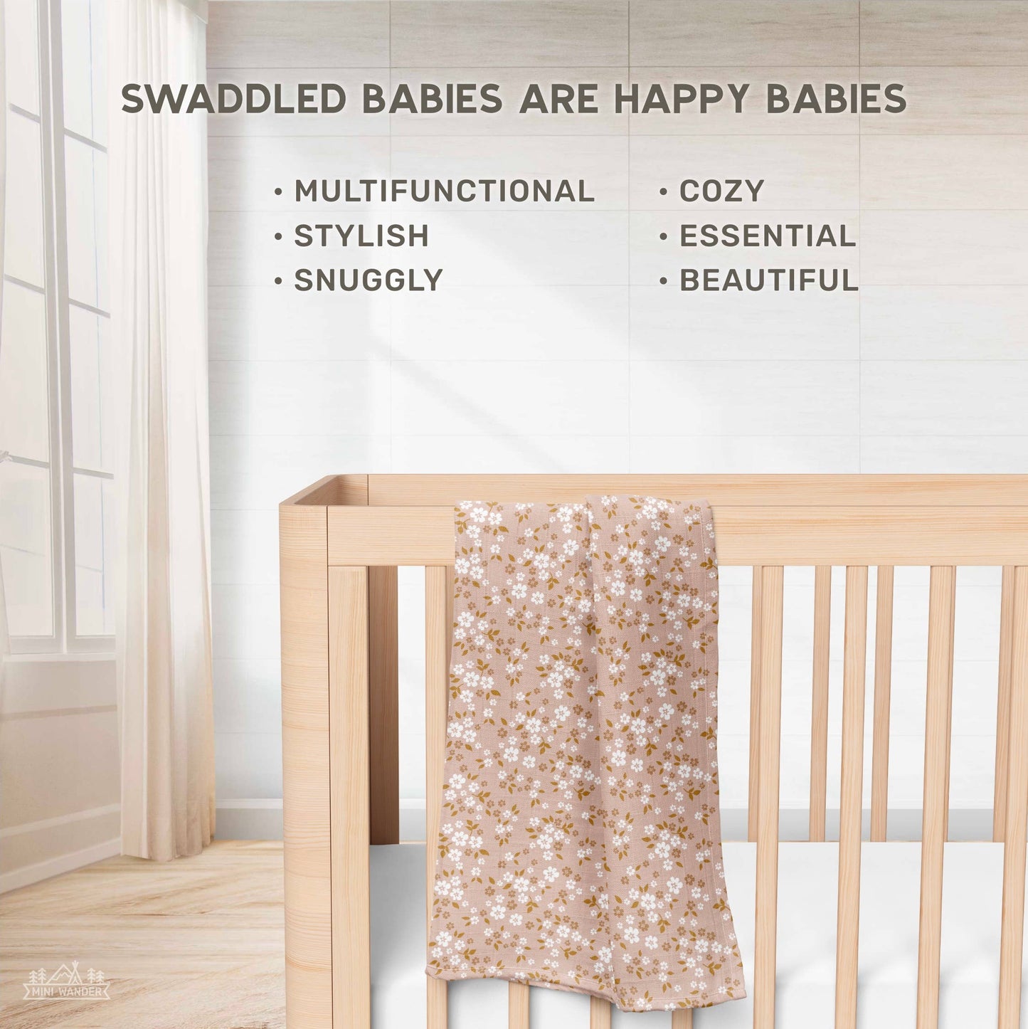 Muslin Swaddle – Whimsy Floral Mustard