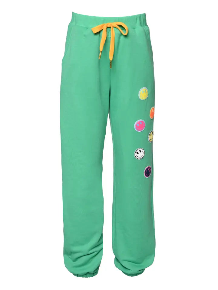 Jogger Pant - Green Sequin Happy Face