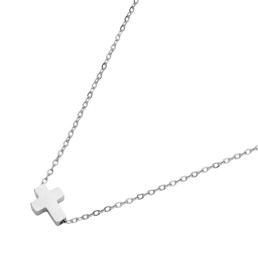 Mini Cross Pendant Necklace - Silver