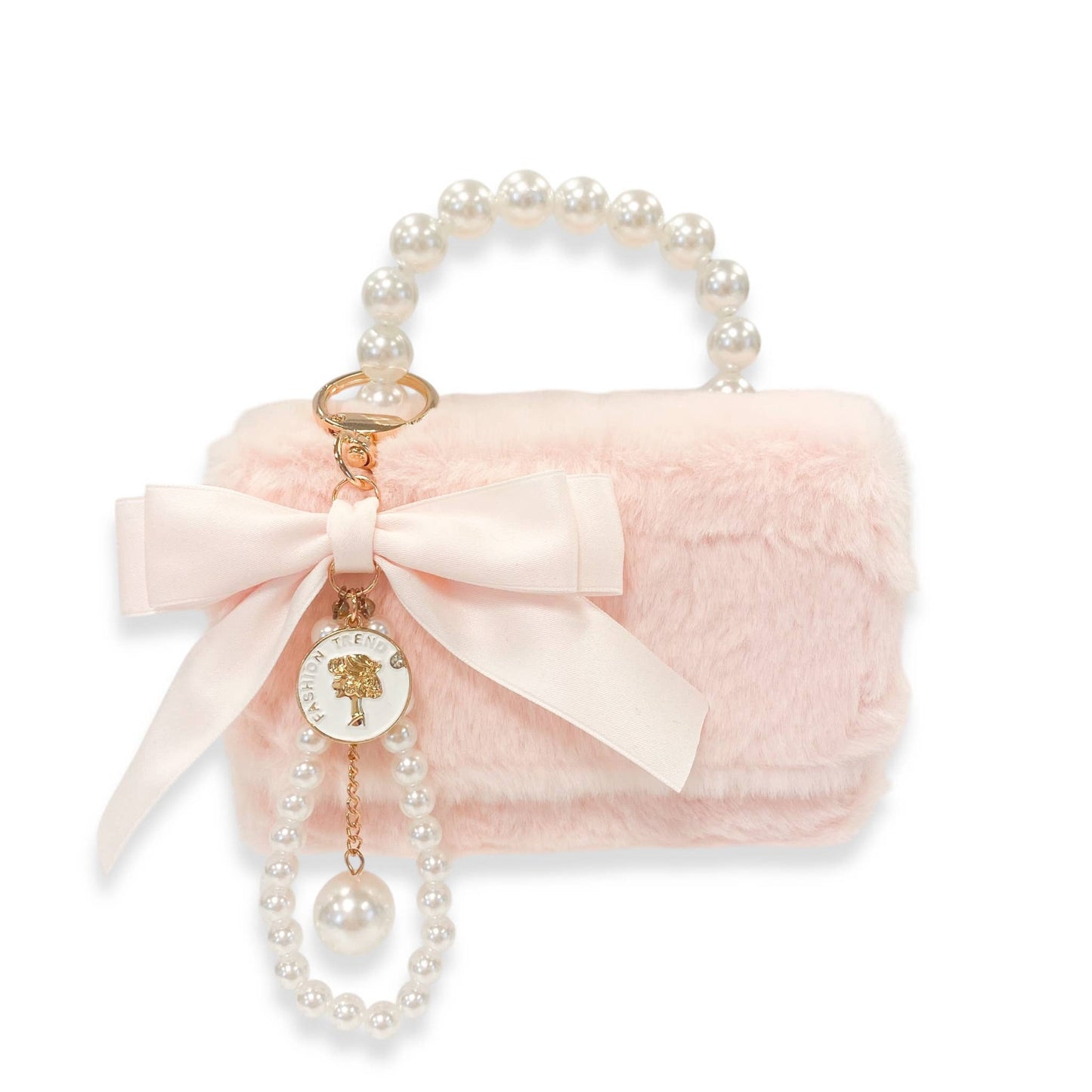 Furry Purse w/ Charm - Pink