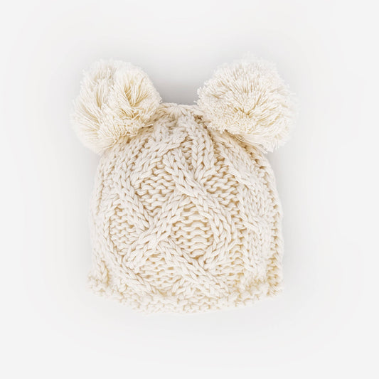 Newborn Pom Pom Beanie- Natural