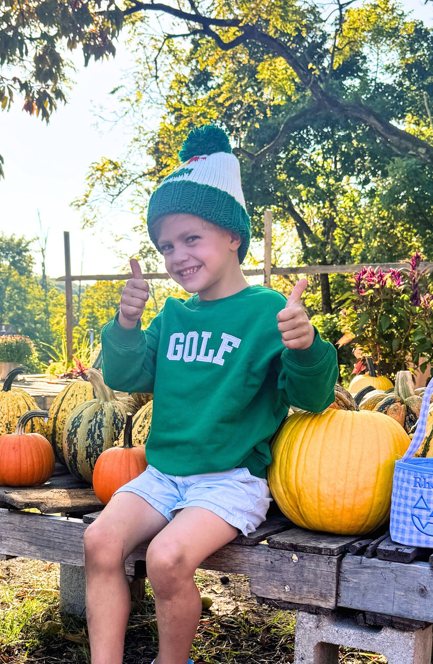 Golf Flag Bobble Hat- Green