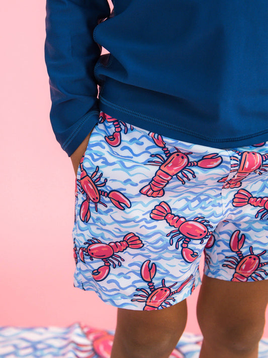 Blue Lobster Swim Trunks