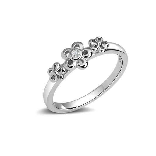 Sterling Silver Baby Ring w/Daisy Flowers for Children: 2