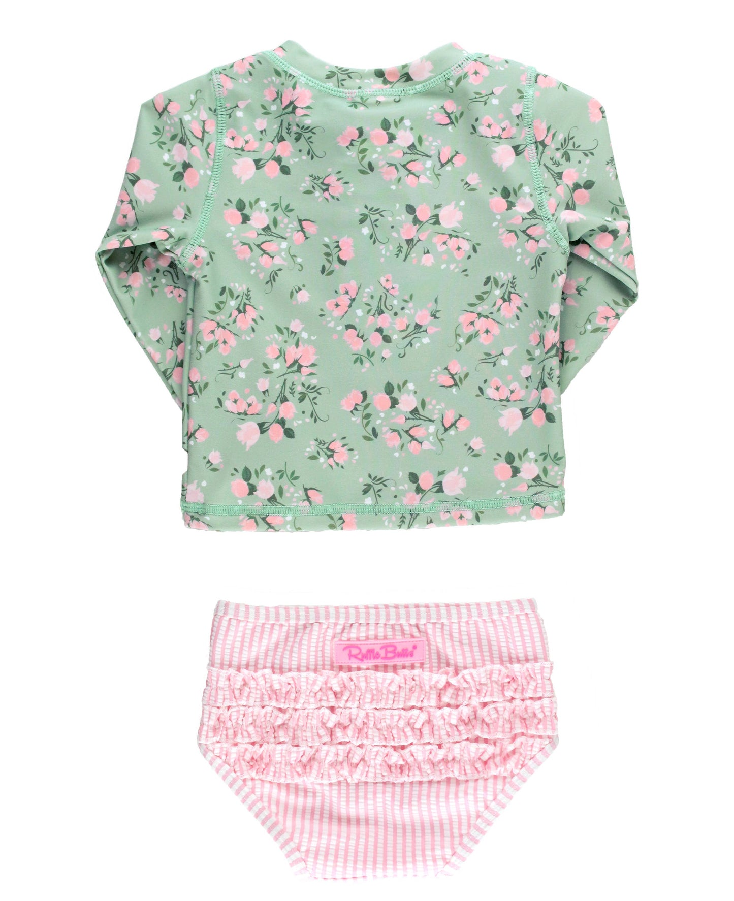 Tea Roses LS Zip Rash Guard 2-Piece Swim