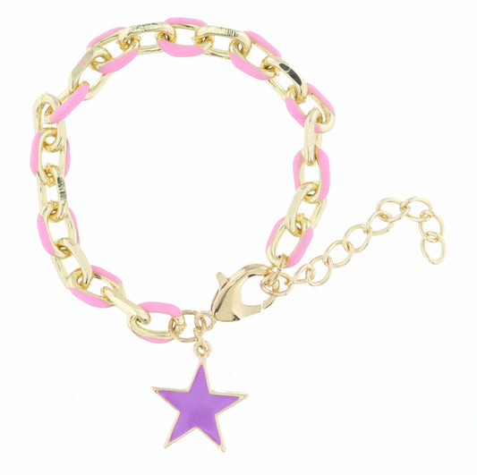 Pink Chain and Lavender Star Bracelet