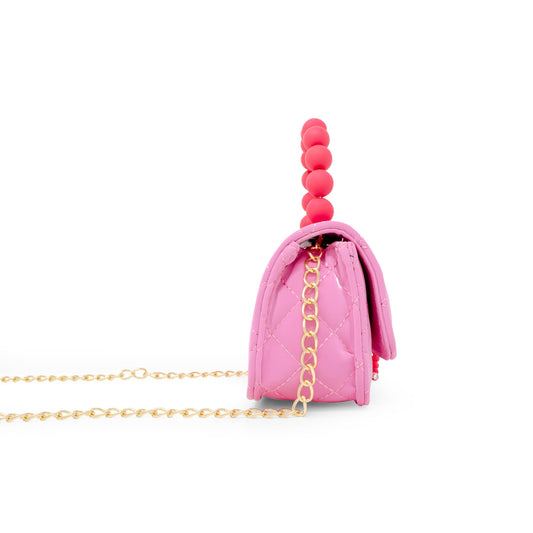 Pearl Handle Charm Handbag - Hot PInk
