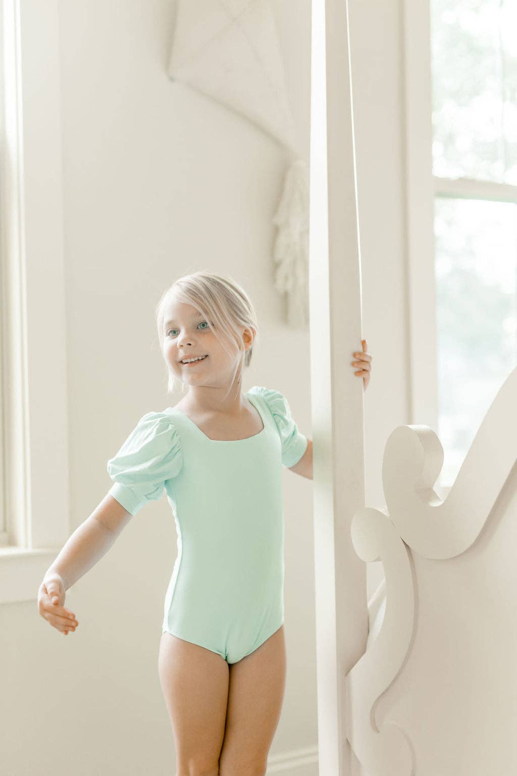 Puff Sleeve Leotard - Seafoam