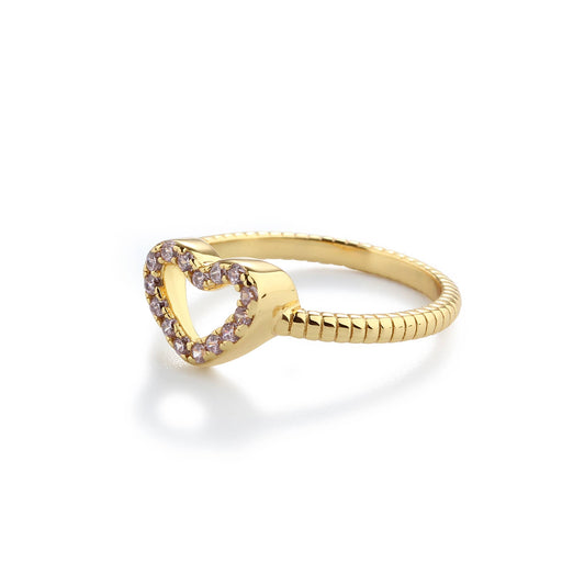 14k Gold-Plated Pink Open Heart Baby Ring