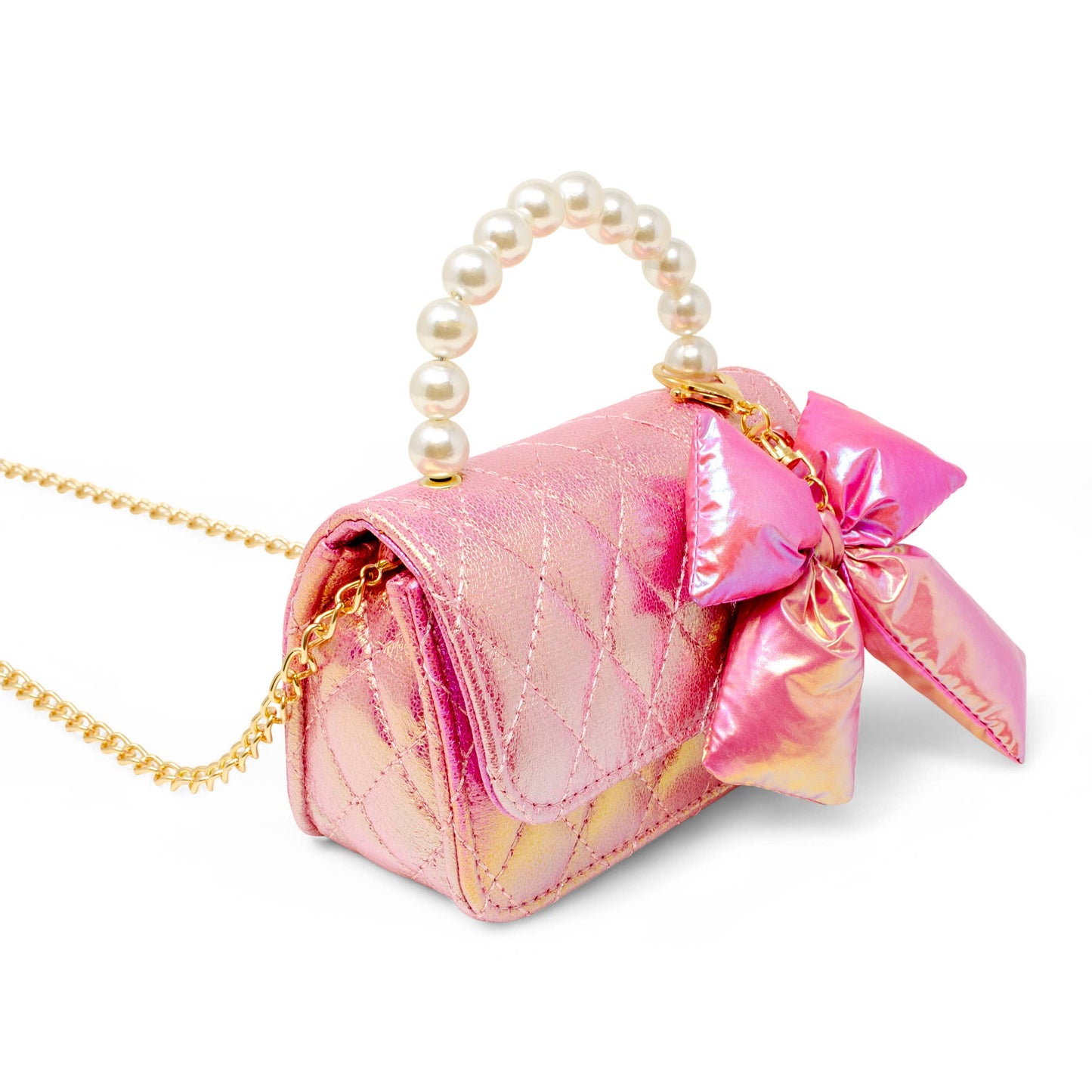 Quilted Fluffy Bow Handbag- Hot Pink