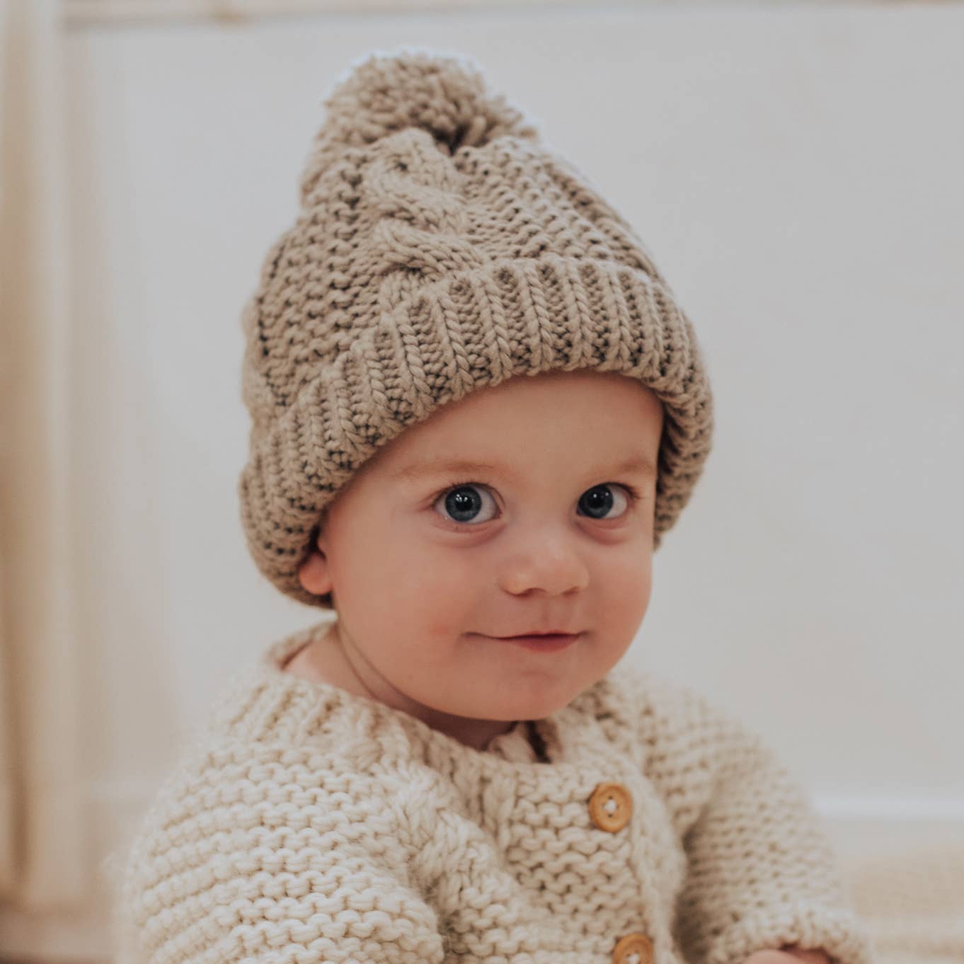 Cable Beanie Hat- Pebble