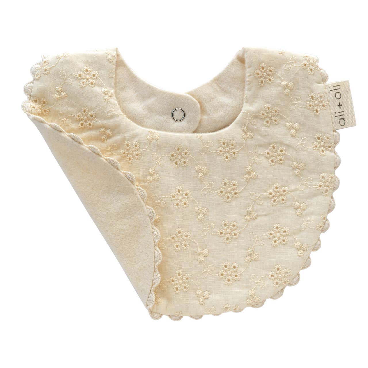 Cotton Bib Double-Sided - Eyelet Flowers