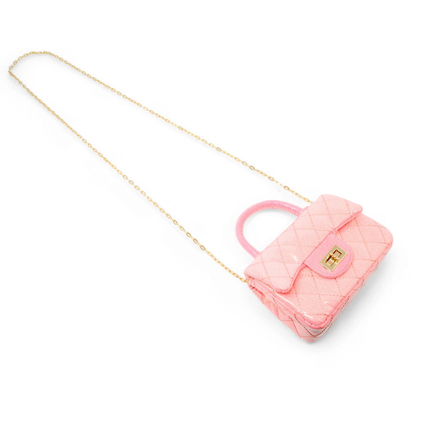 Sparkle Top Handle Handbag- Bubblegum