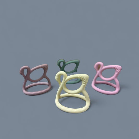 Swan Teether- Adobe Rose
