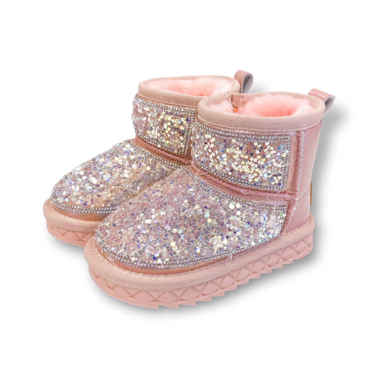 Mini Star Sequin Boots- Pink