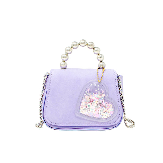 Pearl Handle Heart Bag - Purple