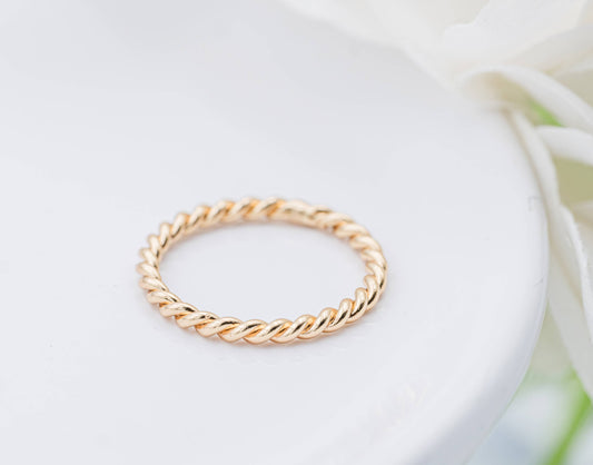 Gold-Plated Twisted Band Stackable Ring