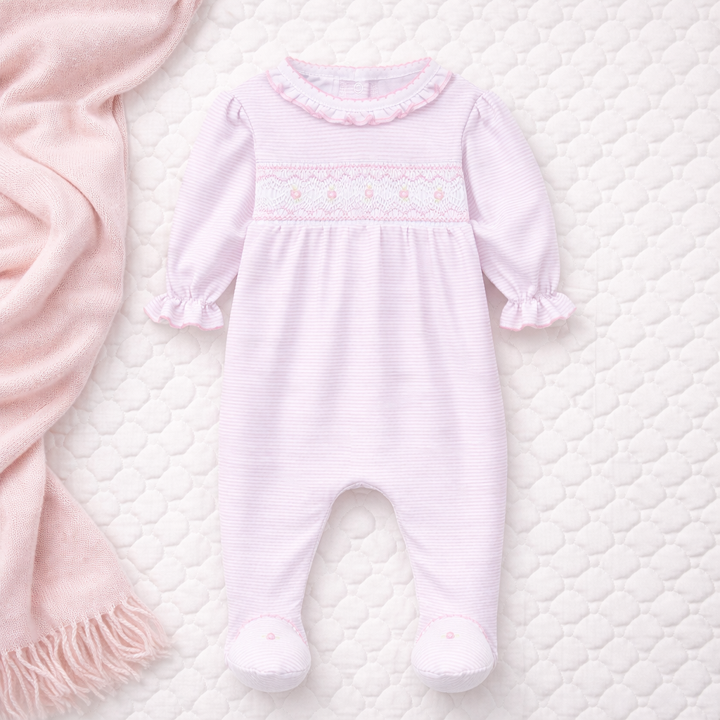 Julia Smocked Footie - Pink