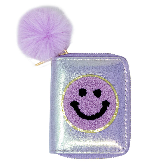 Shiny Happy Face Smile Wallet:- Purple