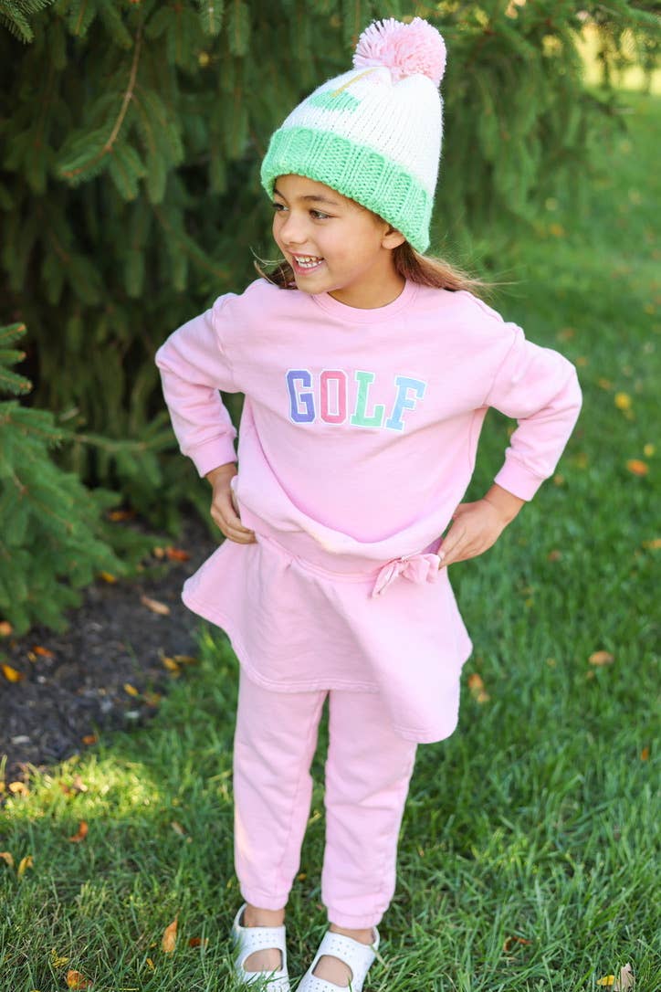Golf Flag Bobble Hat- Pink
