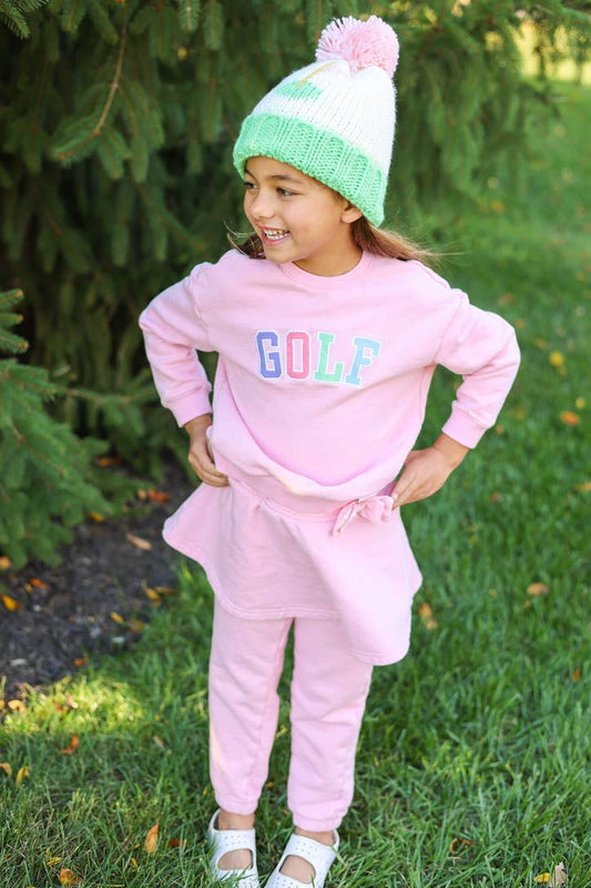 Golf Flag Bobble Hat- Pink