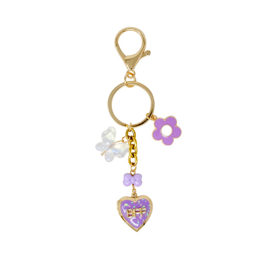 Quilted BFF Blossom Pearl Handle Handbag: Purple