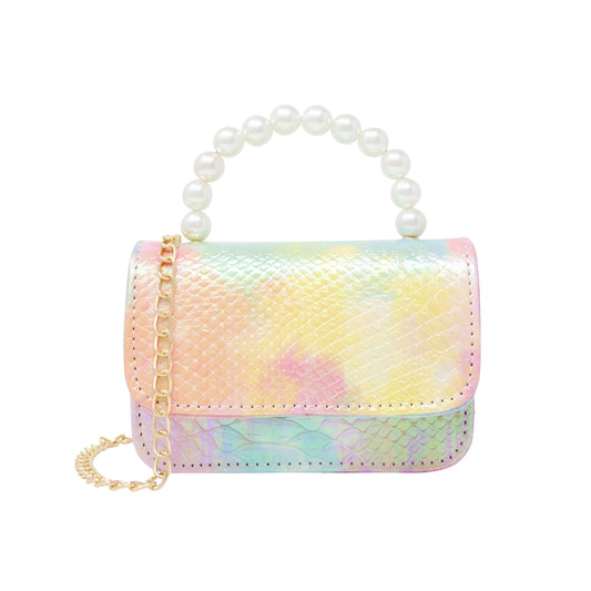 Tie Dye Crocodile Pearl Purse- Pink