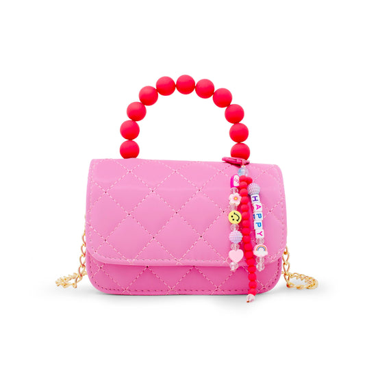 Pearl Handle Charm Handbag - Hot PInk
