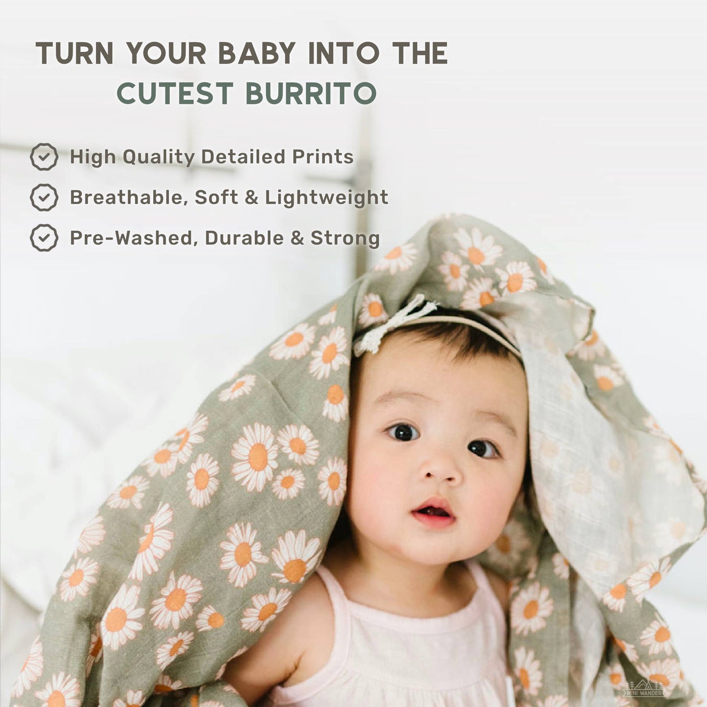 Muslin Swaddle  – Daisy Blush Pink