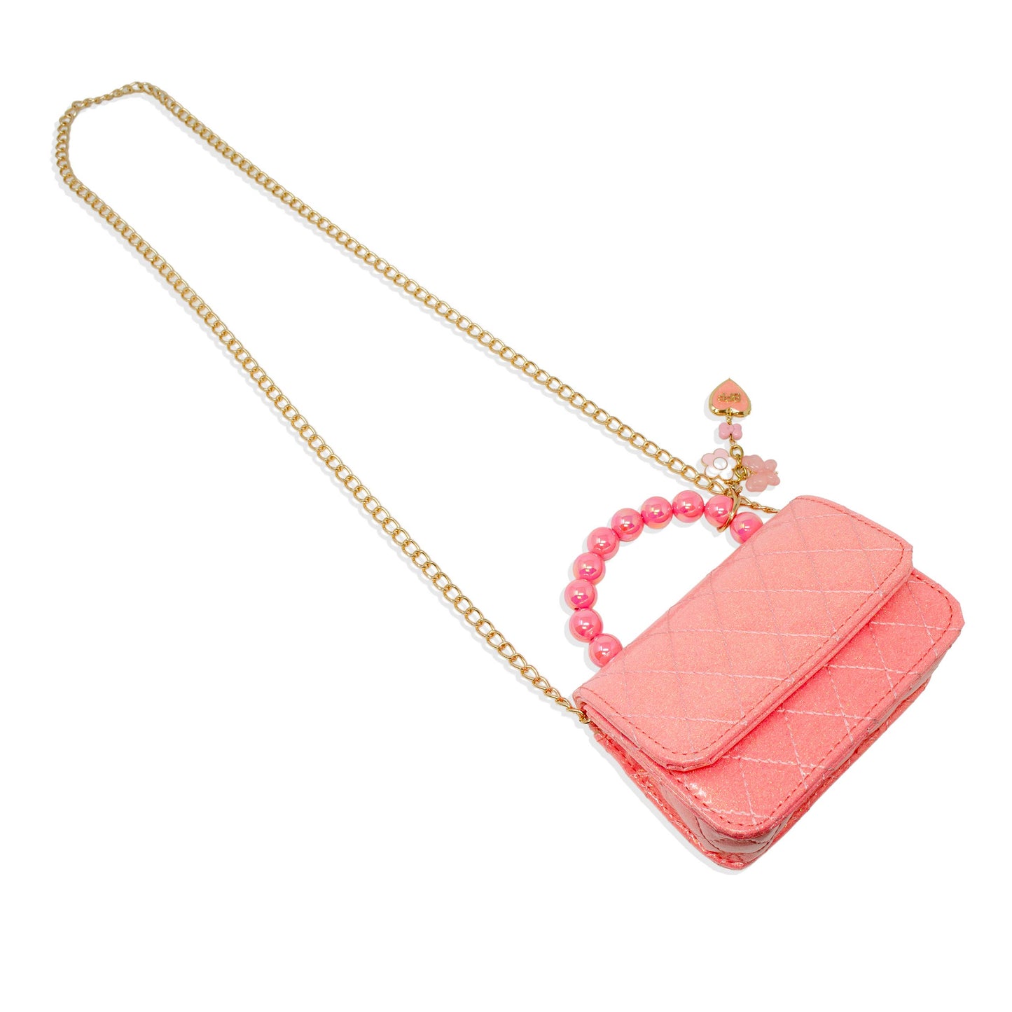 Quilted BFF Blossom Pearl Handle Handbag: Bubblegum