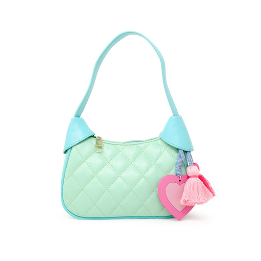 Kids Quilted Shoulder Bag - Aqua Green