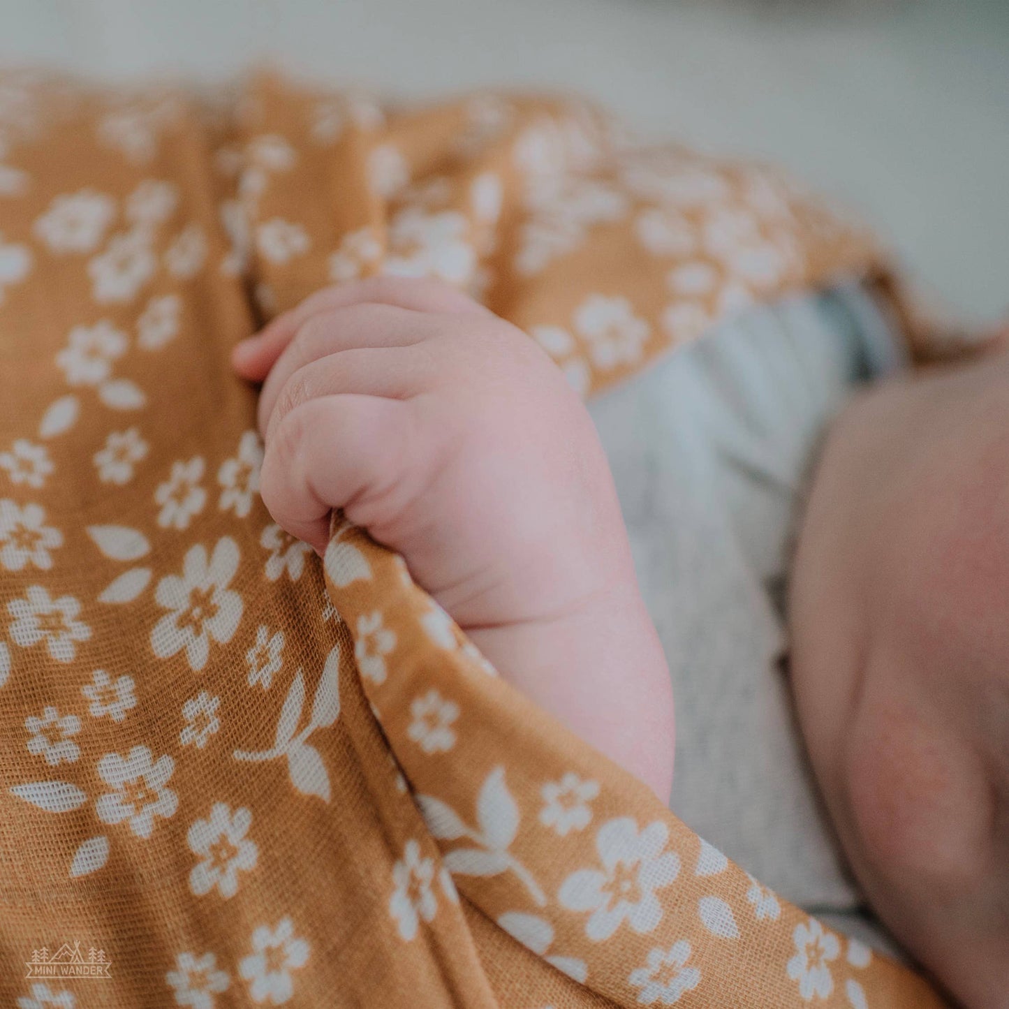 Muslin Swaddle – Whimsy Floral Mustard