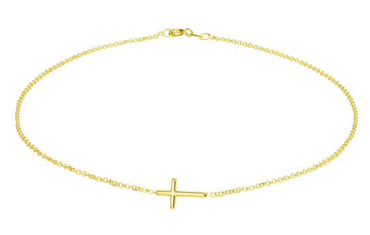 14K Gold-Plated Horizontal Cross Necklace 14 inch