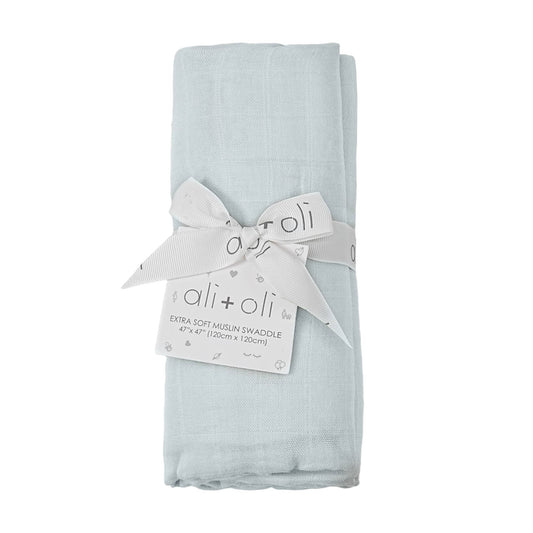 Muslin Swaddle Blanket- Misty Sky