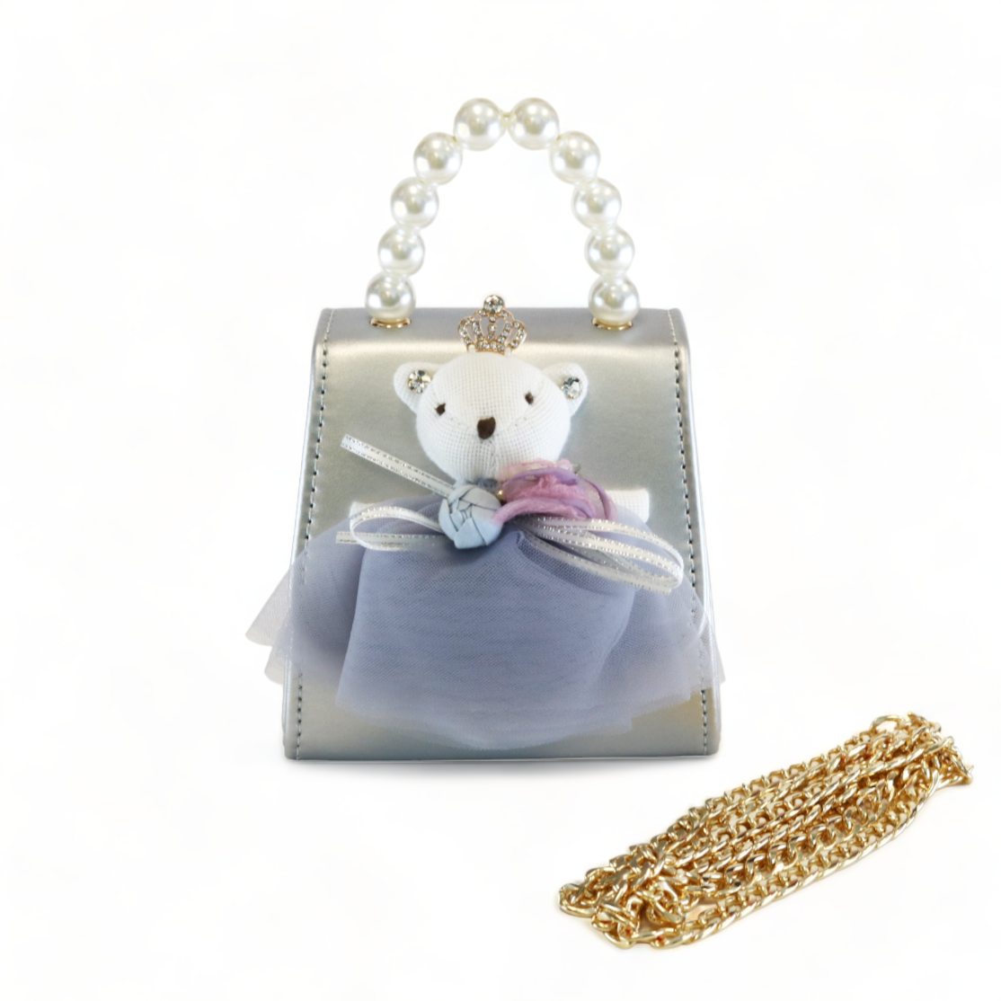 Princess Bear Purse - Silver