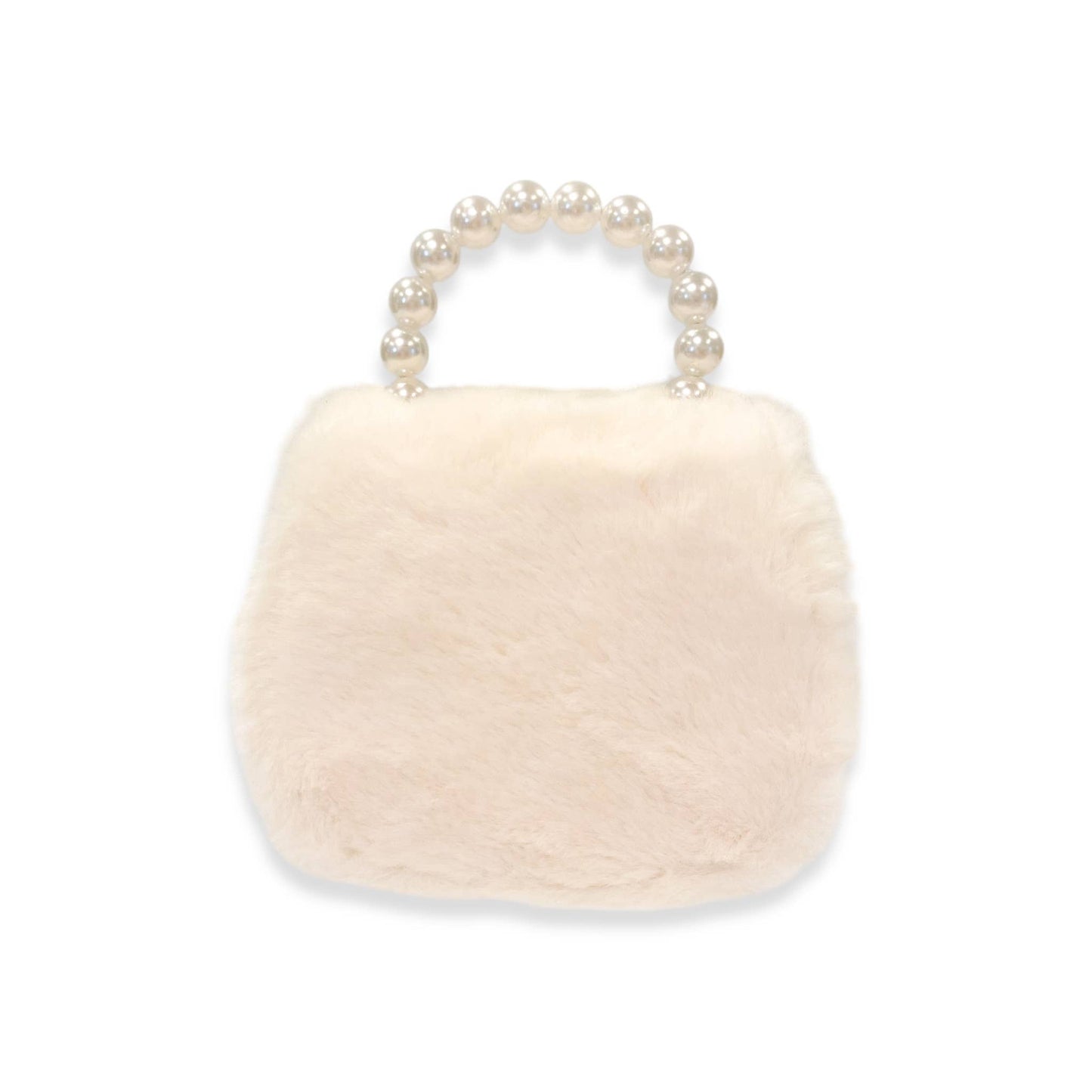 Mesh Bow Furry Purse - Beige