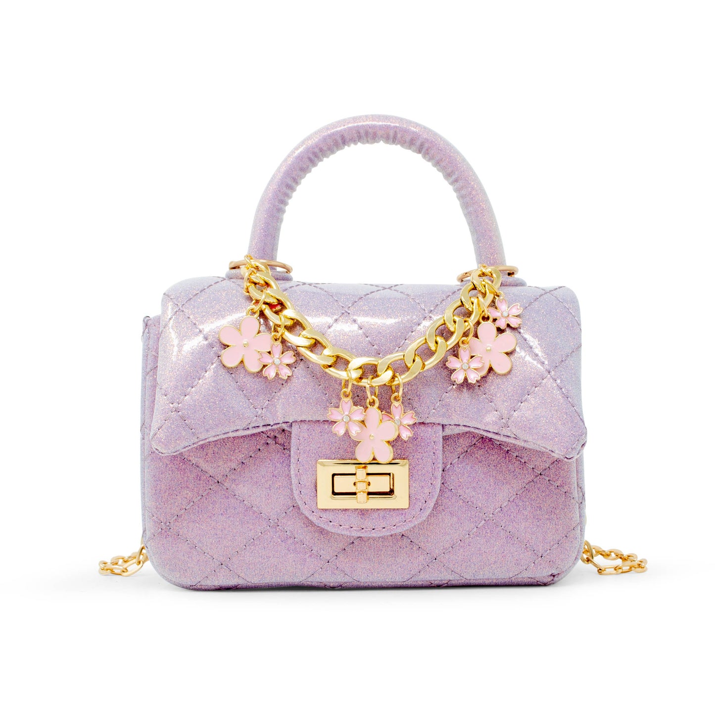 Sparkle Top Handle Handbag- Purple