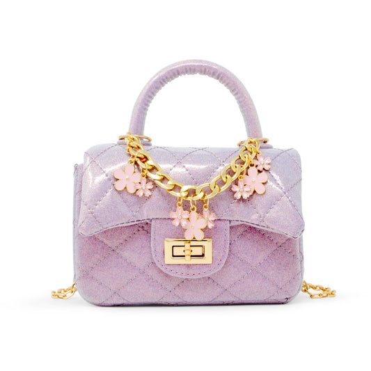 Sparkle Top Handle Handbag- Purple